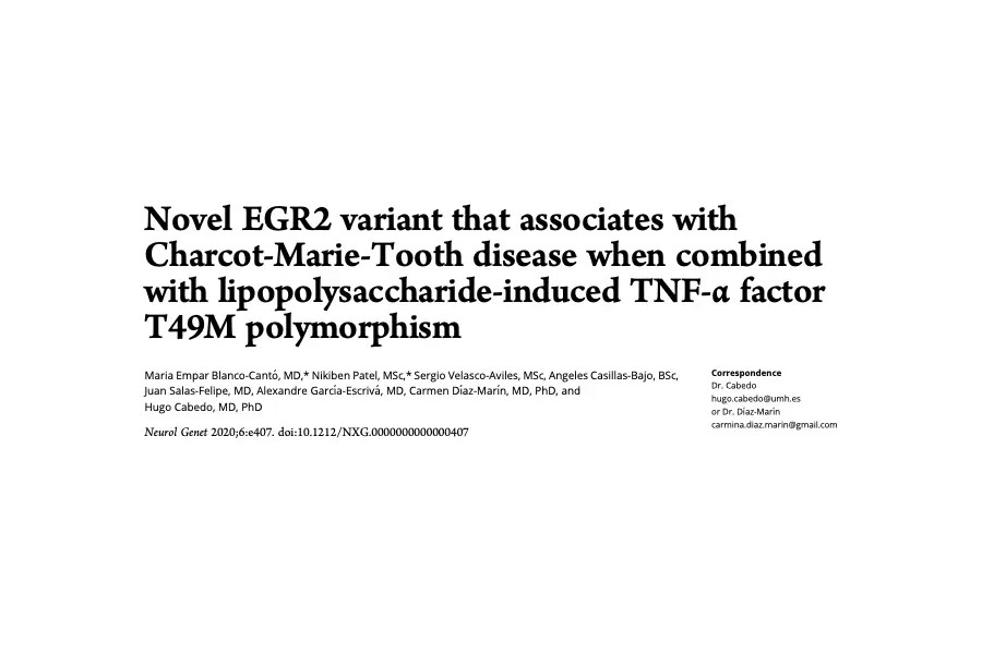 Novel EGR2 variant that associates with Charcot-Marie-Tooth disease when combined with lipopolysaccharide-induced TNF-α factor T49M polymorphism