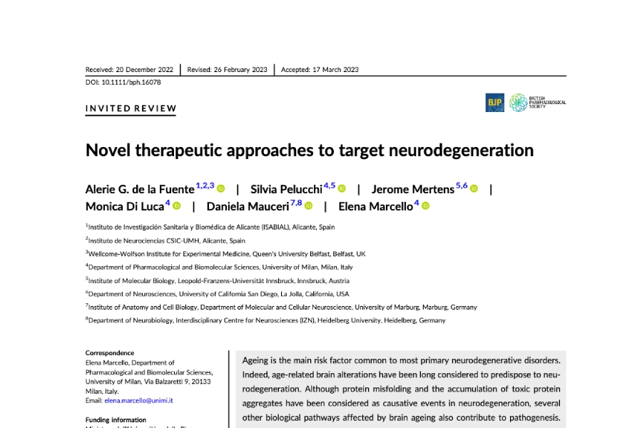 Novel therapeutic approaches to target neurodegeneration