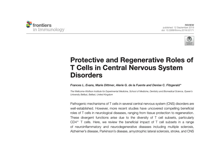 Protective and Regenerative Roles of T Cells in Central Nervous System Disorders